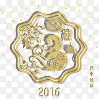 2016金色猴子花纹