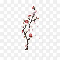 古代桃花树枝粉色图案