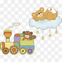 小熊火车玩具卡通海报促销素材
