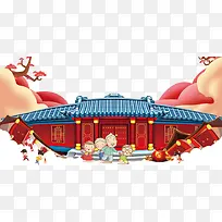 2018狗年春节卡通海报背景