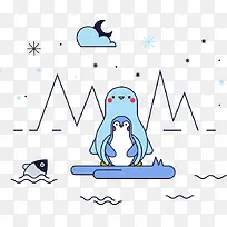 手绘企鹅矢量图