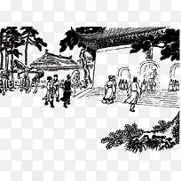 黑白水墨画