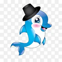 戴黑色帽子的小海豚