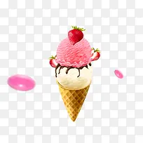 草莓冰淇淋冷饮菜单png素材