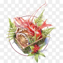 插画风手绘日本料理