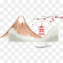 手绘日本富士山插图