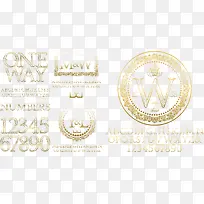 欧式镂空金边艺术字矢量