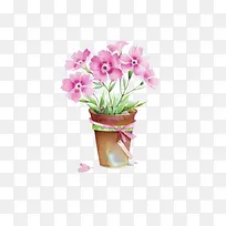 手绘花盆鲜花