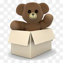 箱子里的小熊打招呼