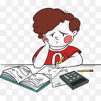 矢量手绘做作业少年