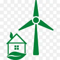 绿色环保房子与风车图