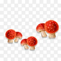 红色水彩蘑菇装饰图案