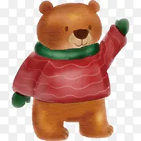 水彩棕色小熊