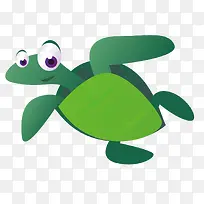 矢量卡通绿色海龟