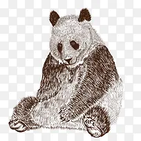 坐着的大熊猫素描图
