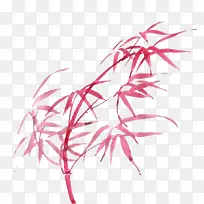 红色水墨竹子
