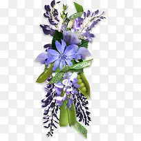 蓝紫色花卉花朵装饰