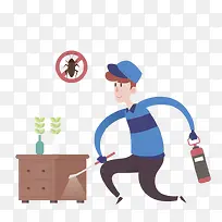 卡通灭蟑螂的男人免抠图