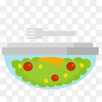 卡通扁平化蔬菜水果沙拉