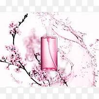 粉色桃花化妆品海报