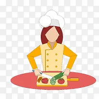 卡通切菜的厨师人物设计