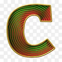 彩金圆圈字母C