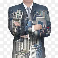 深色商业装饰城市人物设计图