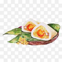 端午节装饰插画传统食物蛋黄粽子