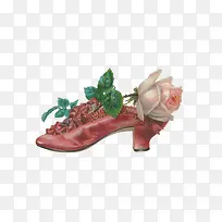 红色鞋子上的玫瑰花