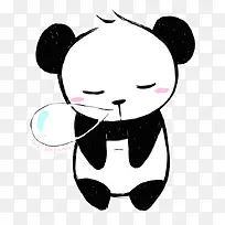 卡通睡觉流鼻涕泡的熊猫