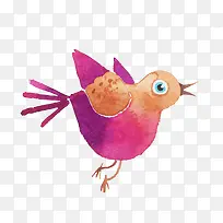 紫色水彩小鸟