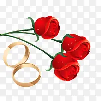 玫瑰花订婚戒指矢量素材