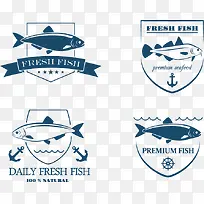 矢量鲜鱼标签盾牌形状