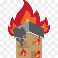 卡通燃烧房屋
