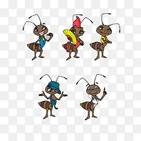 各种姿势的小蚂蚁卡通