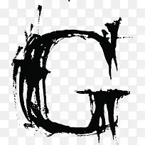 中国风墨迹字母G