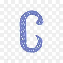 卡通手绘蓝色字母c