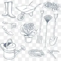 12款手绘园艺工具矢量素材