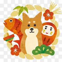 卡通手绘可爱的狗狗