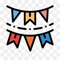 彩色手绘旗子卡通图标