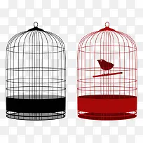 红色鸟笼与黑色鸟笼