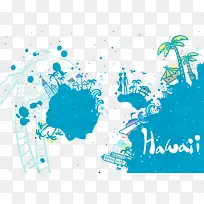 蓝色涂鸦风格旅行海报素材