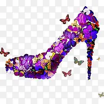 紫色蝴蝶高跟鞋