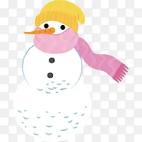 温暖围巾的雪人