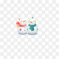 冬天，圣诞节，两个雪人，可爱