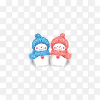 雪人情侣蓝色圣诞节冬天冬季