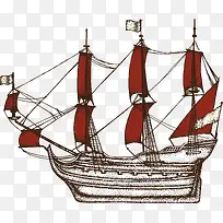 矢量古代帆船复古装饰