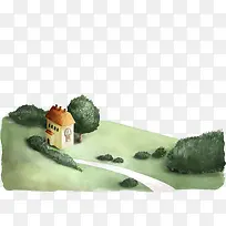 草原小屋插画免费下载