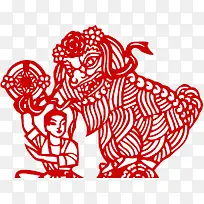 舞狮剪纸
