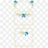 蓝色花卉婚礼边框素材矢量图